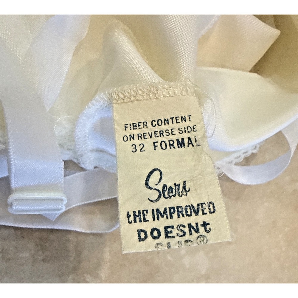 Vintage Sears "The Doesn't Slip" Formal Maxi Slip - Size 32 Small Lace Trim - Picture 7 of 8